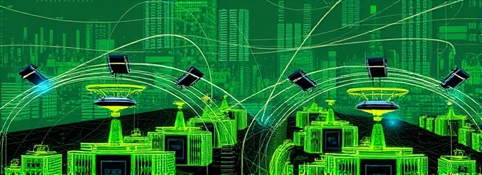 integrative network infrastructure, eco-friendly and smart, revolutionizing digital landscapes, photorealistic, green tech environment with solar-powered routers, highly detailed, eco-friendly indicators, 5K precision, earth tones and shades of green, natural daylight, shot with an eco-lens