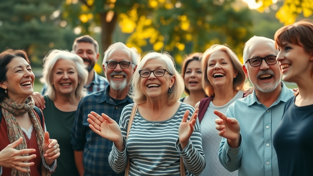 carnivore diet stops inflammation relief and vitality group, photorealistic, outdoor park, warm lighting, healthy faces, no text