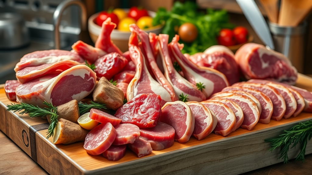 colorful organ meats display arranged on a board highlighting variety and nutritional aspects for carnivore diet health effects