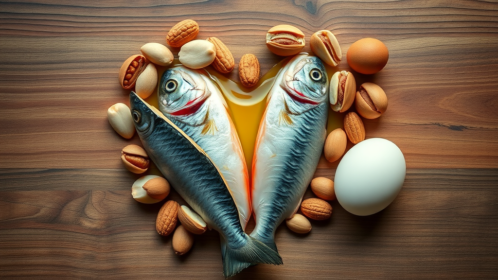 heart-shaped arrangement of healthy fats keto and carnivore diet such as fatty fish and olive oil