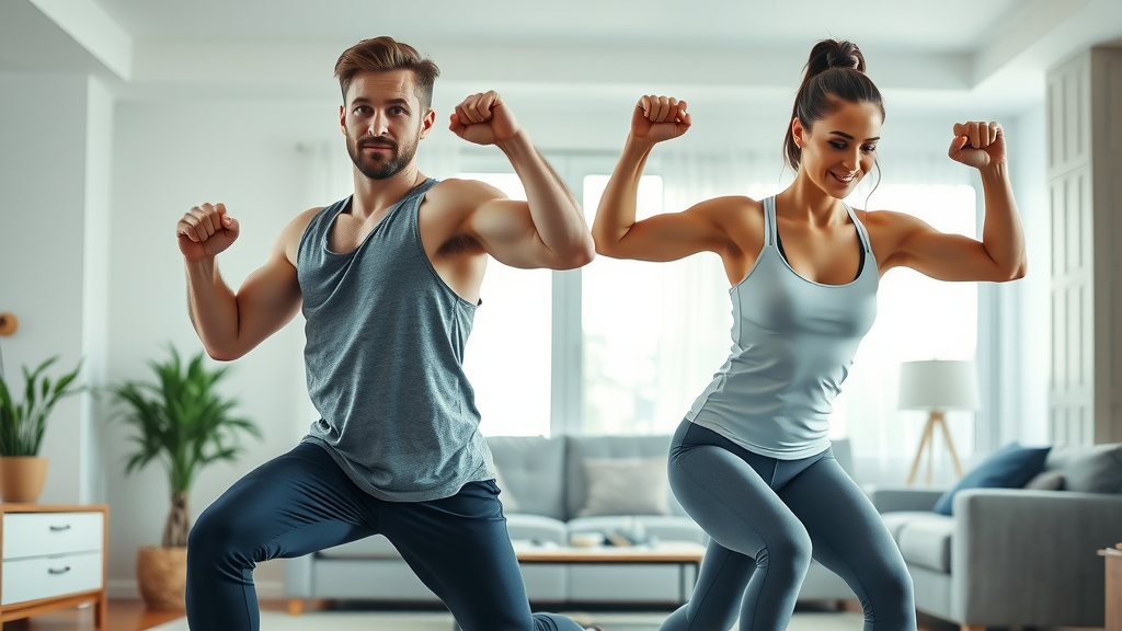 active man and woman exercising, healthy on carnivore diet vs keto at home