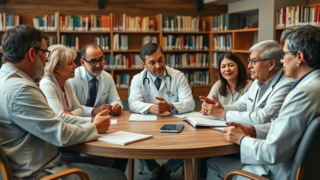 Insider discussion group with nutritionists, doctors, and laypeople debating carnivore diet myths around a conference table