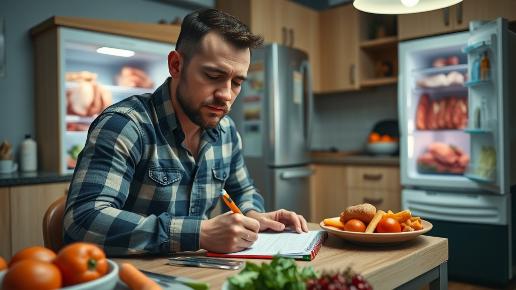 individual planning carnivore diet meal plan at kitchen table for optimal nutrient intake
