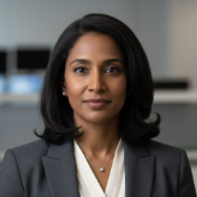 Portrait of Amina Rahman, Global Affairs Correspondent — Geopolitical Analysis for Stratalyst Media